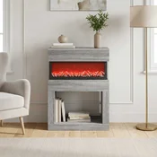 vidaXL Električni kamin Siva Sonoma 64 x 30 x 87 cm Inženirski les