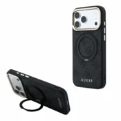 Originalni Guess ovitek PU 4G Ring Stand MagSafe za iPhone 18 Pro Max/iPhone 17 Pro Max, črn