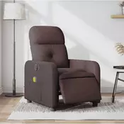 Vidaxl vidaXL Električni masažni stol z naslonjalom, temno rjave barve, blago