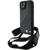 Bmw Ovitek za iPhone 15 Plus BMW M Edition z karbonskimi črtami, črne barve