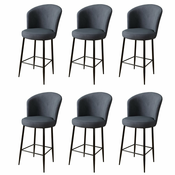 HANAH HOME Set 6 barskih stolica Fora Anthracite Black