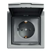 Schneider ASFORA SCHUKO vtičnica IP44 z okvirjem (enokraka) jeklo EPH3100362