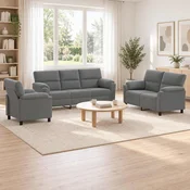 vidaXL Kavčna garnitura 3 pcs Temno siva Žamet