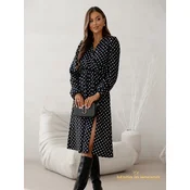 Resti Womens Midi Dress in Polka Dots Midnight Bloom