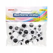 shumee Brewis maskotne oči črne okrogle 16 mm 40 kosov.