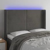 Vidaxl vidaXL Vzglavje postelje z LED diodo temno sivo 147x16x118/128 cm žametno