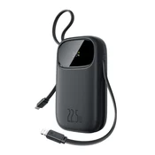 BASEUS Powerbank 10000mAh 22,5W z zaslonom USB-C iPhone Lightning kabli - črni