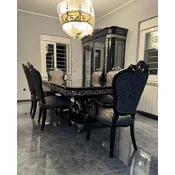 Casa Padrino luxury baroque dining room set black/silver - 1 Baroque Dining Table & 6 Baroque Dining Chairs
