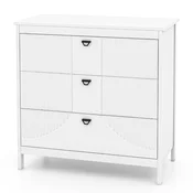 COSTWAY Lesena bela komoda Sodobna kredenca s 3 predali, (5000151893)