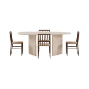 Venture Design Jedilna miza in komplet stolov Grönvik, miza z 4 stoli Enes, 180x90x75 cm, bež