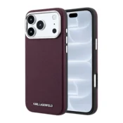 Maska Karl Lagerfeld Grained Elongated Logo MagSafe za iPhone 17 Pro/ 18 Pro burgundy