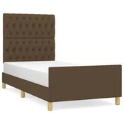 Vidaxl Posteljni okvir brez vzmetnice temno rjav 100x200 cm blago