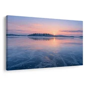 Slika zimsko jezero ob zori - 60x40