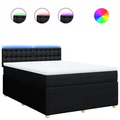 vidaXL vidaXL Box spring posteljni z vzmetnico črn 140x190 cm blago, (21305769)