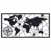 Wallity 891TNL1760 Zidna dekoracija World Map 2, 120x60cm, Crna