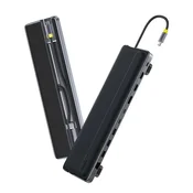 USB-C hub stanica Baseus EliteJoy EH3 12v1 - HDMI, DisplayPort, USB-C, 100W PD - siva