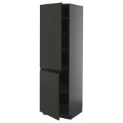 METOD Visoki element s policama/2 vrata, Crnosiva/Upplöv boja antracita, mat, 60x60x200 cm