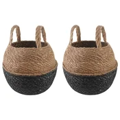 Saksija za biljke s ruckama 2 pcs Crna O 22 x 20 cm