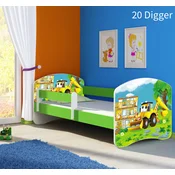 Djecji krevet ACMA s motivom, bocna zelena 180x80 cm 20 Digger