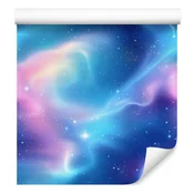 Akvarelna tapeta Galaxy modra, azurna in sivka 50x1000 cm
