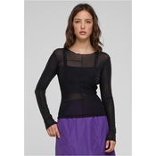 Womens long-sleeved mesh with an exposed seam, black