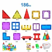 Magnetic Tiles Magnetni sestav za otroke set 186 kosov - Magnetic Tiles