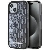 Karl Lagerfeld Etui Karl Lagerfeld Liquide Glitter Monogram Gradient za iPhone 15 - črno