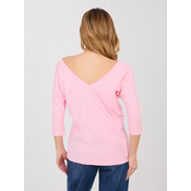 Pastelno roza bluza z V-izrezom