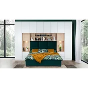 Casa Padrino luxury bedroom furniture set matt white/natural/green/black - Double Bed with Bedroom Cabinet - Hotel furniture - Bedroom furniture - Luxury furniture - Luxury furnishings