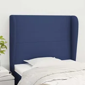 vidaXL Vzglavje z ušesi modro 103x23x118/128 cm blago