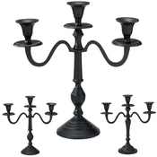 shumee Svečnik črn, 3-kraki, 30 cm