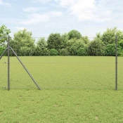 vidaXL Ograjni set Set 2 Siva Kovina, Plastika 25 x 1 m Vzdržljiv