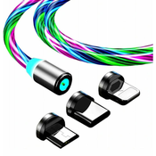 hurtnet 3v1 mikro tip-c USB LED magnetni kabel za prenos in polnjenje telefonov 1m