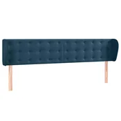 Vidaxl Vzglavje z ušesi temno modro 203x23x78/88 cm žamet
