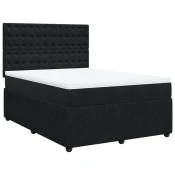 vidaXL vidaXL Box spring posteljni z vzmetnico črn 140x190 cm žamet, (21308993)