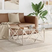 Stolic za kavu 80 x 80 x 40 cm od nehrdajuceg celika i stakla