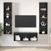 Set TV komoda Zidne 3 pcs Crni hrast Konstruirano drvo