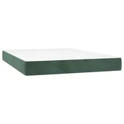 Vidaxl Vzmetnica z žepkasto vzmetjo srednje trdote temno zelena 140x210x20 cm žamet