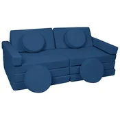 slomart Modularna otroška sofa, penasti bloki s volanom (barva: temno modra)