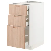 METOD / MAXIMERA Pod.orm.3front/2dnj/1srd/1vis.fiok, bela/Fröjered svetli bambus, 40x60 cm