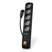 Acar F5 IEC 5m kabel, 5 vtičnic, prenapetostna zaščita, C14 za UPS, črna