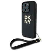 DKNY Ovitek za iPhone 16 Pro Max s trdim zapestnim paščkom DKNY črne barve