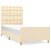 Vidaxl Posteljni okvir z vzglavjem krem 80x200 cm blago