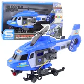 slomart LEAN TOYS Policijski helikopter z dvigalom, lučke, zvoki, modri 1:16
