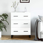 Greatstore Komoda visok sijaj bela 69,5x34x90 cm inženirski les