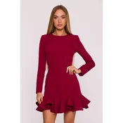 Made Of Emotion Womans Mini dress with ruffles at the hem - maroon