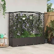 vidaXL vidaXL Dvignjeno ležišče s trellisom in streho Rjava 204 x 40 x 141 cm, (5000287867)