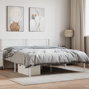 Vidaxl Kovinski posteljni okvir z vzglavjem bel 140x200 cm