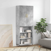 Greatstore Visoka komoda betonsko siva 69,5x34x180 cm inženirski les