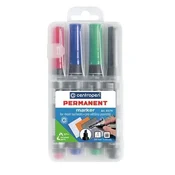 Centropen permanentni marker 8576 - konica s poševno konico, komplet 4 barv